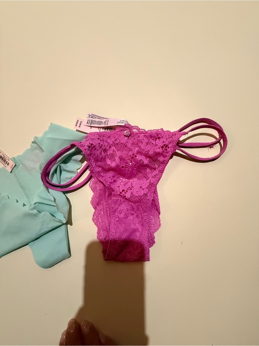 Victoria secret Lace & Seamless Bikini Panties - Aqua and Fuchsia - Picture 4 of 5